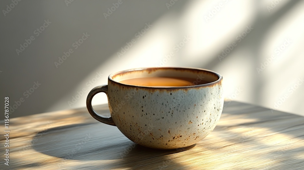 Obraz premium Aromatic Tea in Rustic Mug: Cozy Morning Drink
