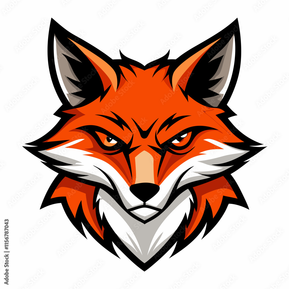 Angry Fox Head Silhouette Vector on White Angry Fox Head Silhouette Vector on White