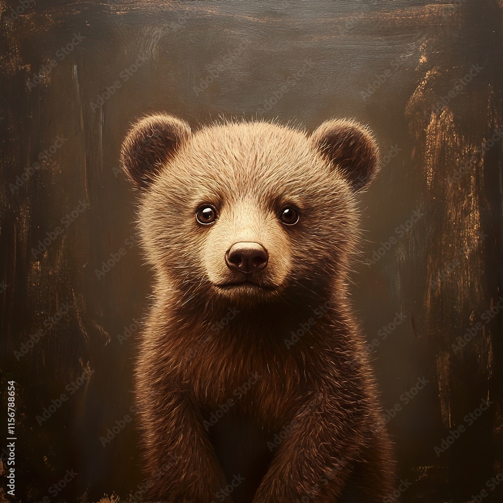 Obraz premium Adorable Brown Bear Cub Portrait