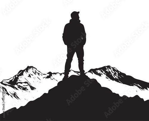 silhouette of a person on the mountain