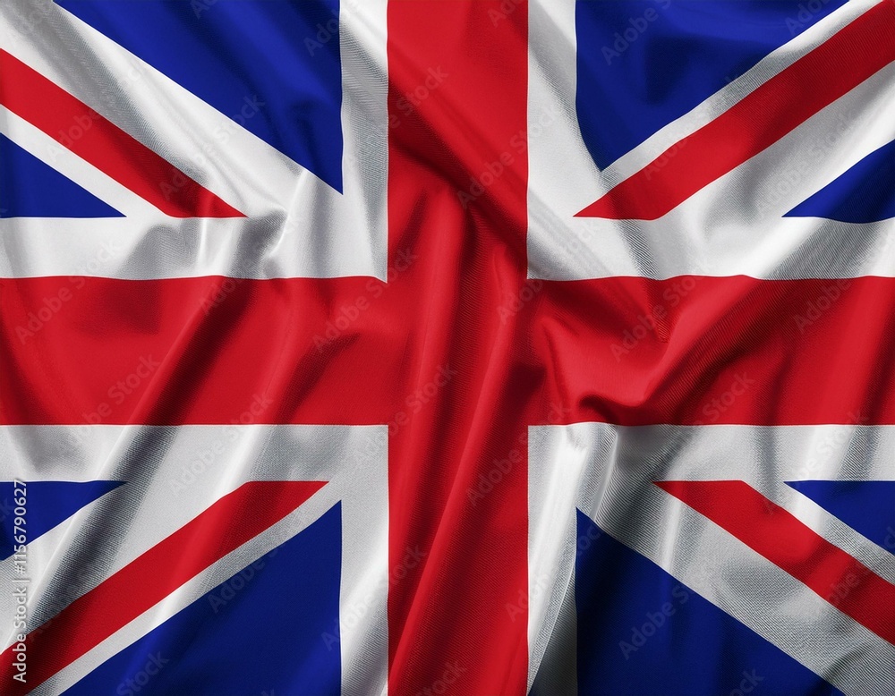 Close up full framed wave United Kingdom Union Jack fabric flag background. Close up full framed wave United Kingdom Union Jack fabric flag background.