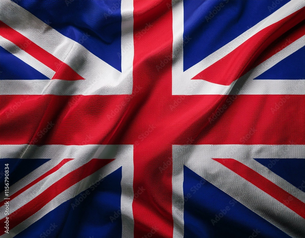 Close up full framed wave United Kingdom Union Jack fabric flag background. Close up full framed wave United Kingdom Union Jack fabric flag background.