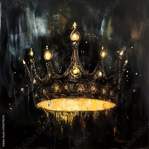 Golden Crown: A Regal Painting of Power and Majesty photo