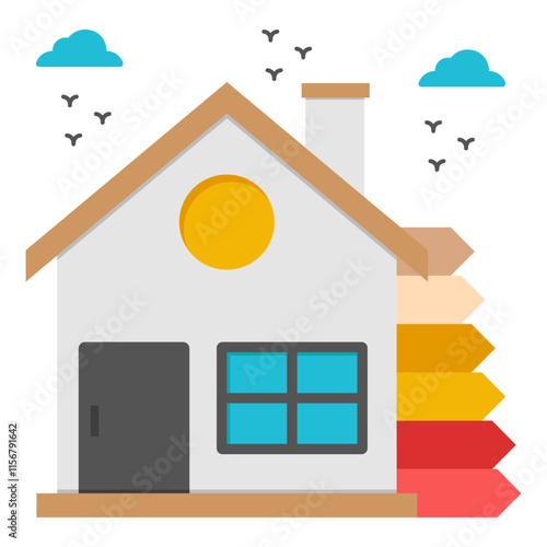 Colored design icon of home