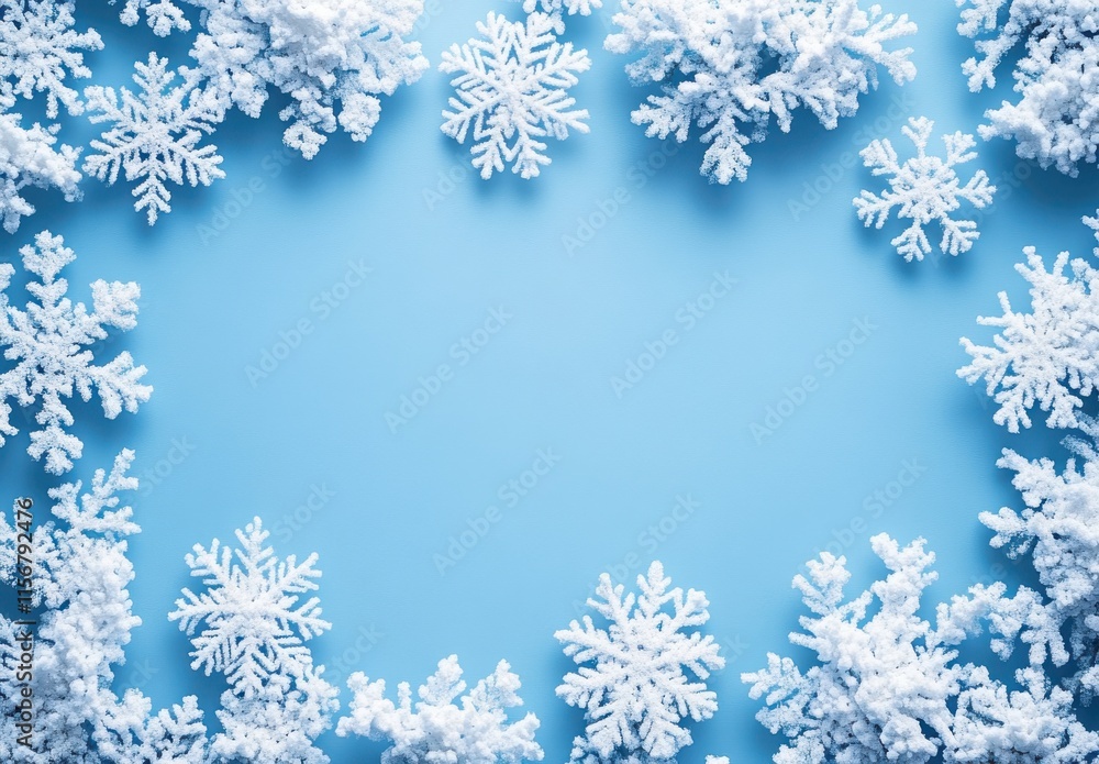 Snowflakes on a Light Blue Background Creating a Winter Wonderland Frame for Holiday Themes and Seasonal Celebrations with a Touch of Frosty Elegance Snowflakes on a Light Blue Background Creating a Winter Wonderland Frame for Holiday Themes and Seasonal Celebrations with a Touch of Frosty Elegance