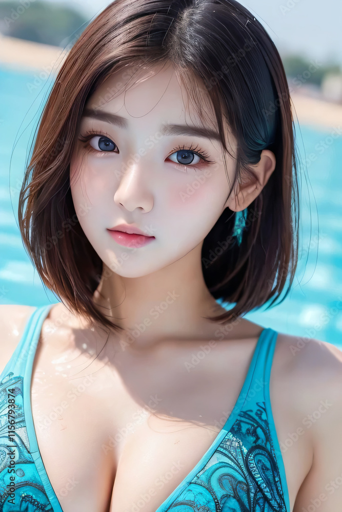 woman, beach, summer, beauty, water, sea, glamour, pool, bikini, cosplay, japan, anime, manga woman, beach, summer, beauty, water, sea, glamour, pool, bikini, cosplay, japan, anime, manga