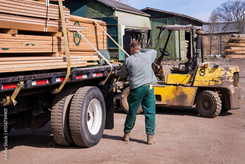 Truck load of lumber for home builder job site