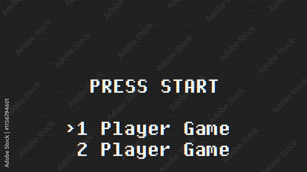 New Game 8 bit Videogame Title On Retro CRT Television Screen Loop New Game 8 bit Videogame Title On Retro CRT Television Screen Loop