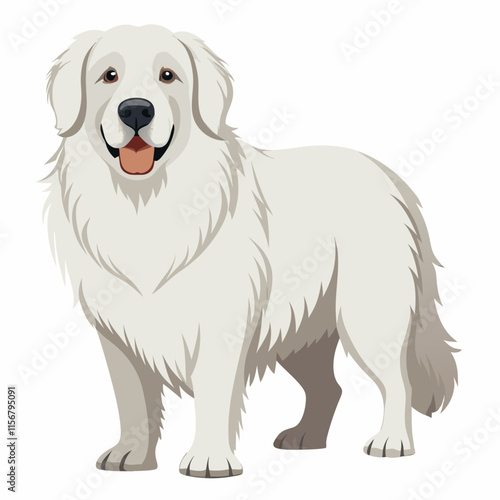 Great Pyrenees on White Background