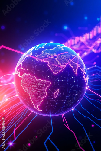 Global Network and Futuristic Visualization of Interconnectedness.