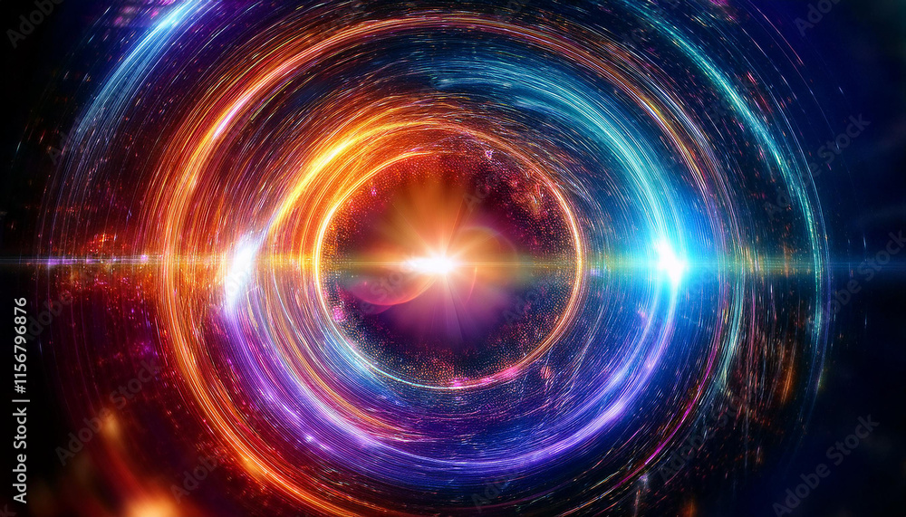Obraz premium Cosmic circle of vibrant colors. Abstract round shape. Space and energy.