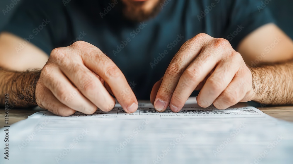 Analyzing financial documents home office business insights indoor close-up focused approach Analyzing financial documents home office business insights indoor close-up focused approach