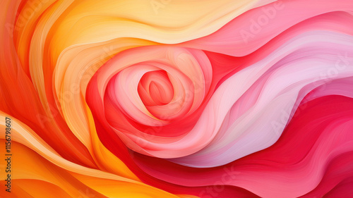 Valentine theme, Vibrant abstract rose design with flowing colors of red, pink, and orange