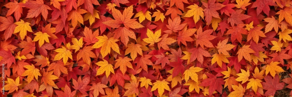 Intricate arrangement of vibrant red, orange, and yellow autumn leaves, golden, graphic Intricate arrangement of vibrant red, orange, and yellow autumn leaves, golden, graphic