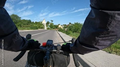 Gravel bicycle in the city park on the spring season