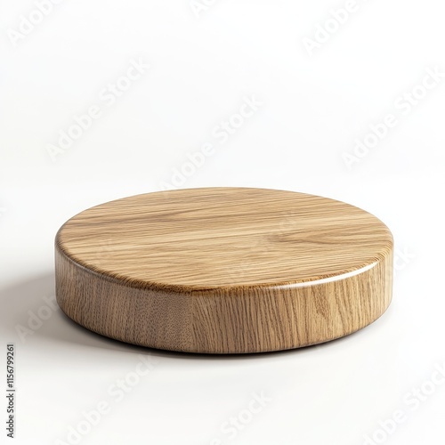 Minimalist Wooden Platform on White Background for Product Display or Design Presentation