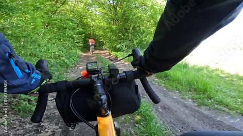 Gravel bicycle in the city park on the spring season