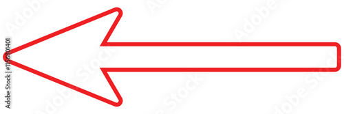 Red long arrow icon isolated on white background. Long arrow vector, icon. Red horizontal arrow. Straight long arrow vector icon.