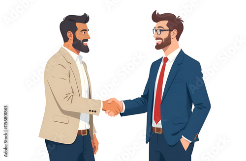 Obraz na płótnie Two men in business suits shake hands in mutual respect w salonie