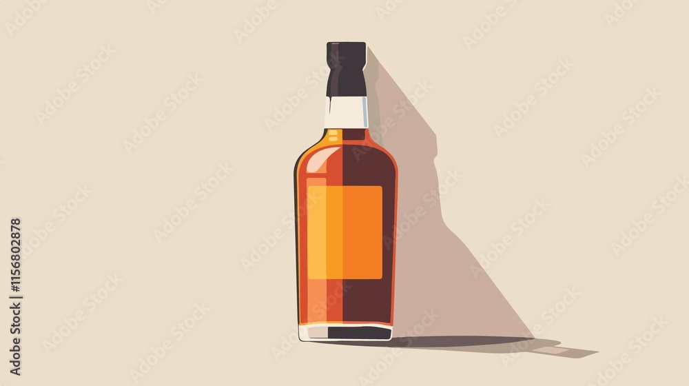 Flat Vector Bottle of Rum Icon for Graphic Design Projects Flat Vector Bottle of Rum Icon for Graphic Design Projects