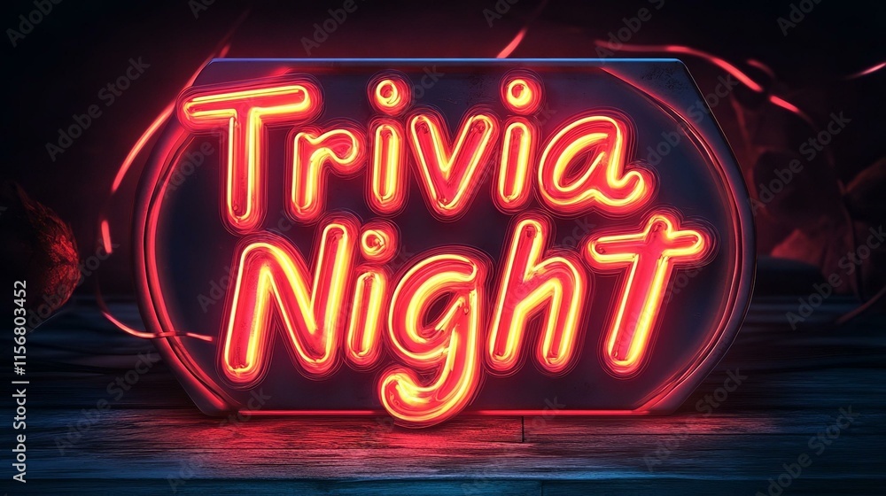 vector illustration of a neon sign displaying 'Trivia Night' in bold eye-catching letters vector illustration of a neon sign displaying 'Trivia Night' in bold eye-catching letters