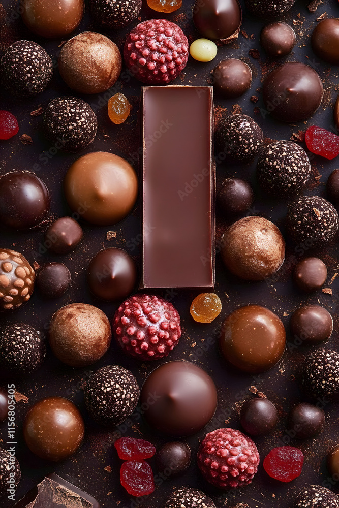 Top view of luxury delicious chocolate and candies truffles Top view of luxury delicious chocolate and candies truffles