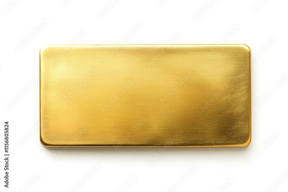 Golden rectangular plaque isolated on white background