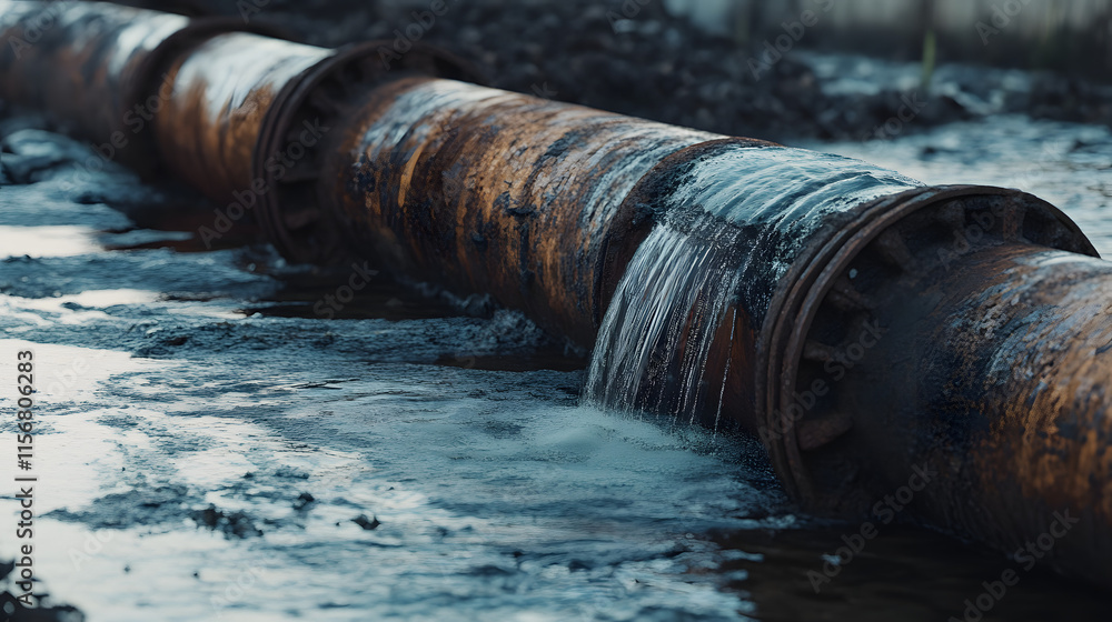 cinematic iron pipe water distribution, Generative AI cinematic iron pipe water distribution, Generative AI