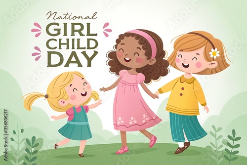 National Girl Child Day, Poster. Banner. Post. Story. Girl Child Day,  Social Media Poster.