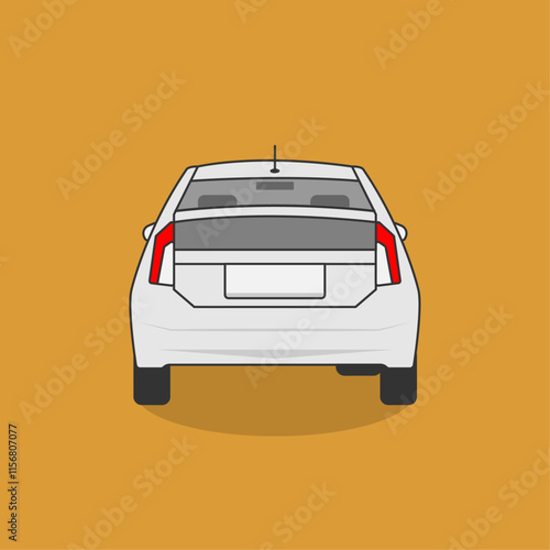 rear view of a modern hatchback sedan car with bumper lights and mirror minimalist backside view of a car