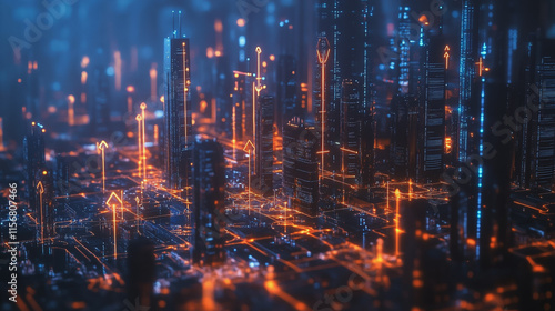 Wallpaper Mural Smart digital Innovation city with connection network reciprocity over the cityscape. of future smart wireless city and social media networking systems that connects business people with in city Torontodigital.ca