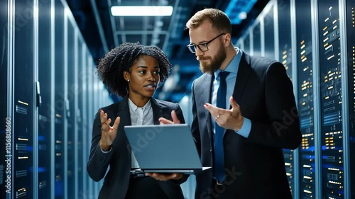 Wallpaper Mural Innovative Tech Duo: Businesswoman and IT Specialist at Work Torontodigital.ca