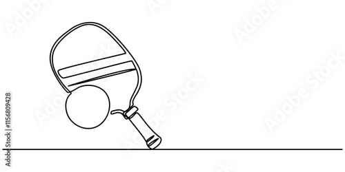 Playful Line Illustration for Table Tennis, One continuous line drawing pickleball ball. One line sport ball. Isolated vector illustration, One line pickleball ball. Continuous line drawing sport ball