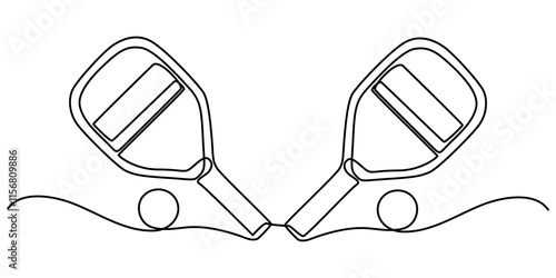 Playful Line Illustration for Table Tennis, One continuous line drawing pickleball ball. One line sport ball. Isolated vector illustration, One line pickleball ball. Continuous line drawing sport ball