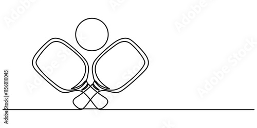Playful Line Illustration for Table Tennis, One continuous line drawing pickleball ball. One line sport ball. Isolated vector illustration, One line pickleball ball. Continuous line drawing sport ball
