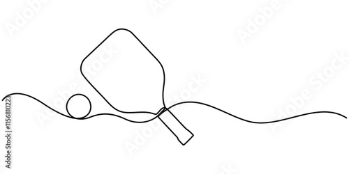 Playful Line Illustration for Table Tennis, One continuous line drawing pickleball ball. One line sport ball. Isolated vector illustration, One line pickleball ball. Continuous line drawing sport ball