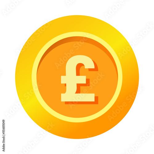 Pound sterling GBP Dollar sign icon gold gradient vector illustration coin currency money circle flat