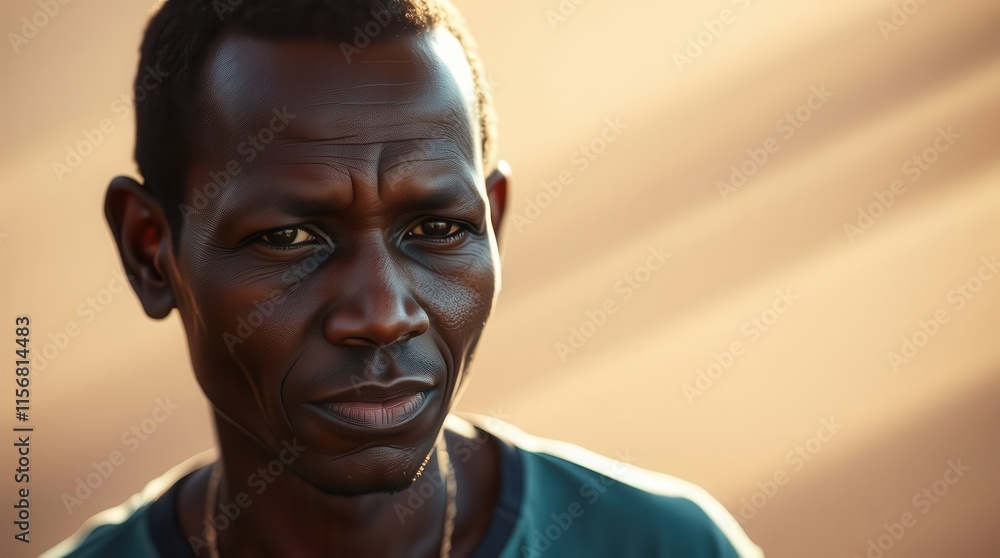 A close-up portrait of a man with a serious expression, set against a warm, softly lit background. A close-up portrait of a man with a serious expression, set against a warm, softly lit background.