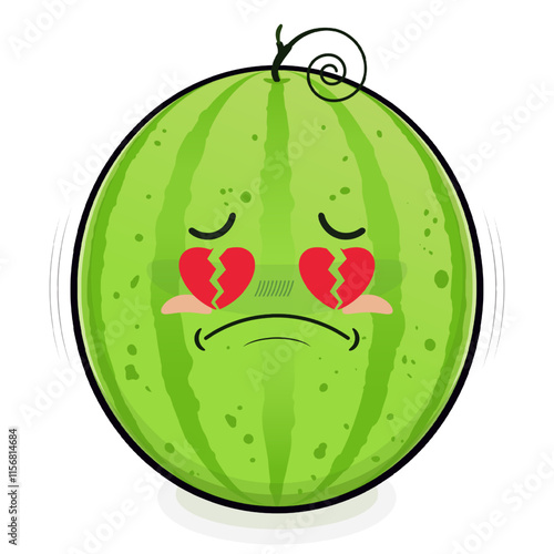 watermelon broken love face cartoon cute