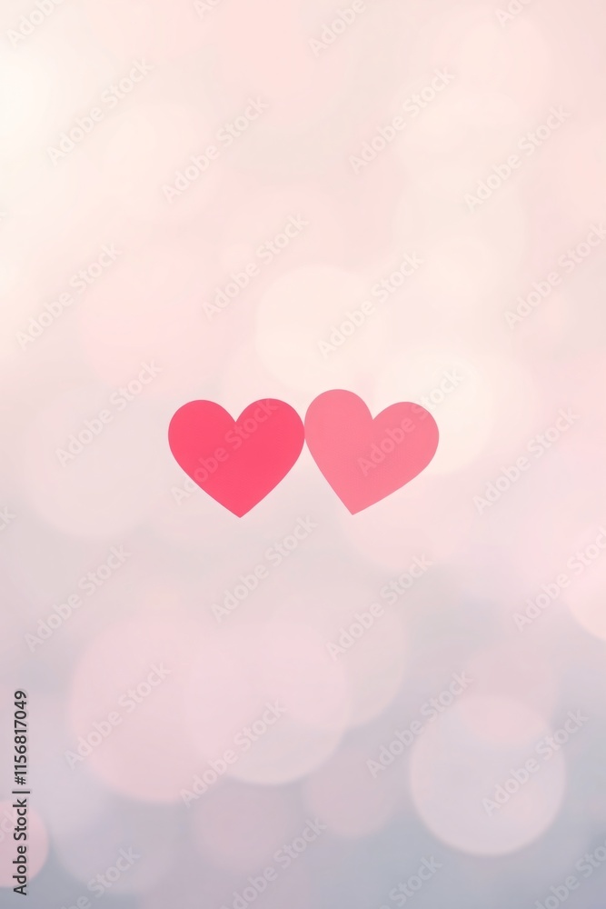 Two Pink Hearts on a Blurred Background: A Valentine's Day Romance Two Pink Hearts on a Blurred Background: A Valentine's Day Romance