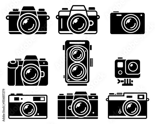 Camera icons set vector illustration