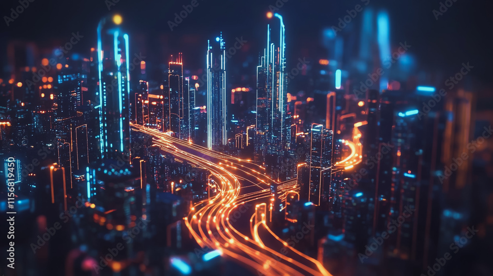 Smart digital Innovation city with connection network reciprocity over the cityscape. of future smart wireless city and social media networking systems that connects business people with in city Smart digital Innovation city with connection network reciprocity over the cityscape. of future smart wireless city and social media networking systems that connects business people with in city