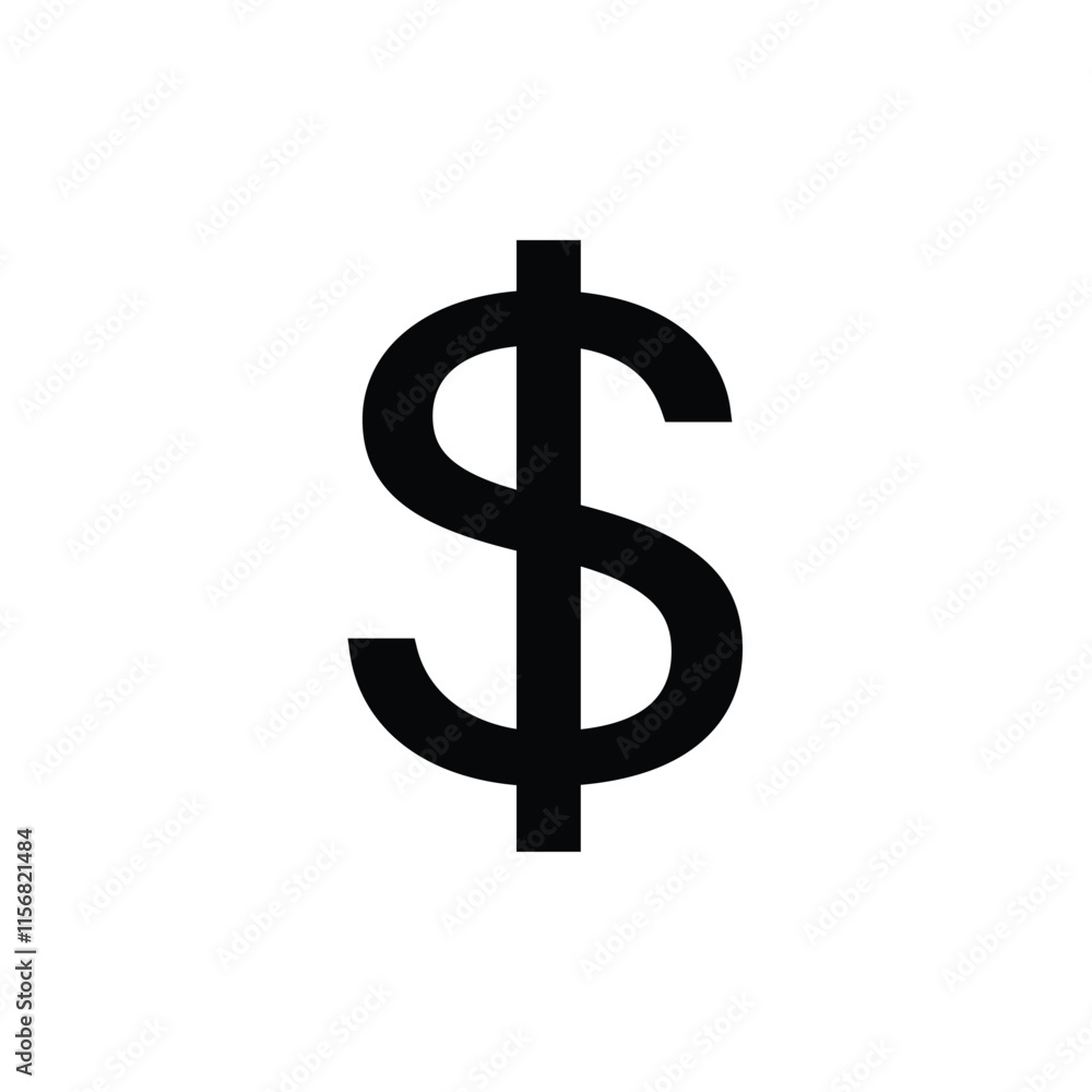Black dollar sign vector silhouette isolated on white background. Dollar sign icon illustration design. Black dollar sign vector silhouette isolated on white background. Dollar sign icon illustration design.