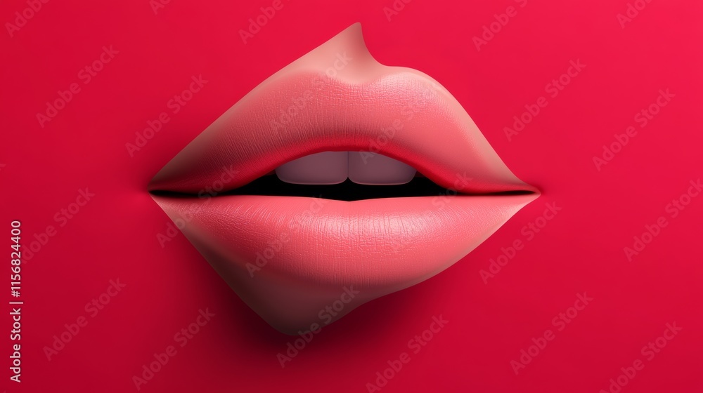 Close up of a woman's lips with a red background. The lips are shown in a way that makes them look like they are open, revealing the inside of the mouth. The image has a bold and dramatic feel to it Close up of a woman's lips with a red background. The lips are shown in a way that makes them look like they are open, revealing the inside of the mouth. The image has a bold and dramatic feel to it