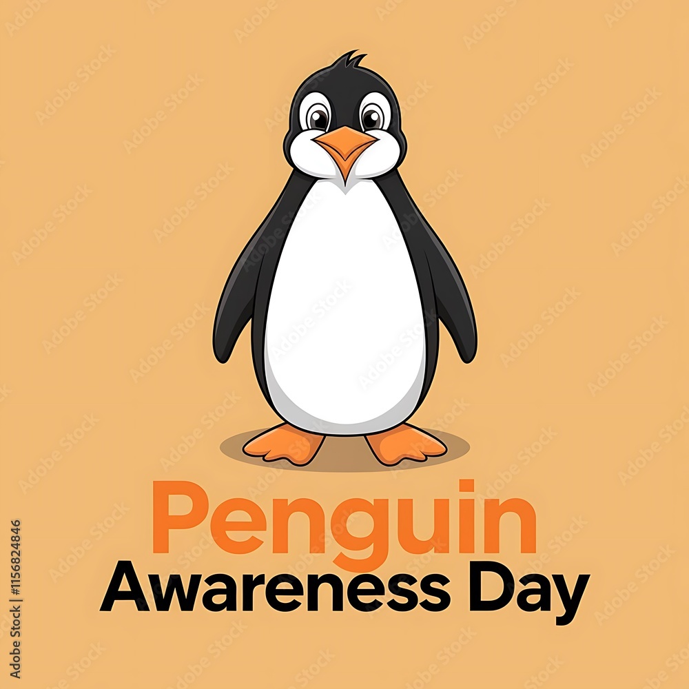 Obraz premium Penguin Awareness Day Illustration Art Protecting Penguin Habitats, Poster, Banner, Post.Story 