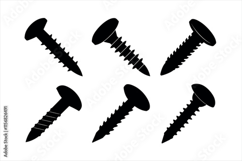 Collection of Black Screw and Bolt Icons