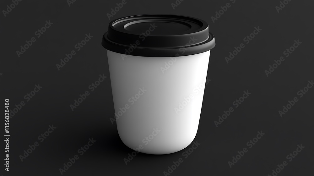 Clean White Coffee Cup Mockup: Sleek 3D Render on Dark Background. AI Generated Clean White Coffee Cup Mockup: Sleek 3D Render on Dark Background. AI Generated