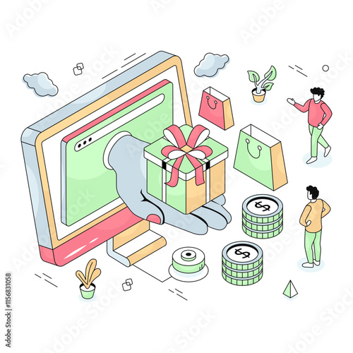 Premium download illustration of online gift delivery