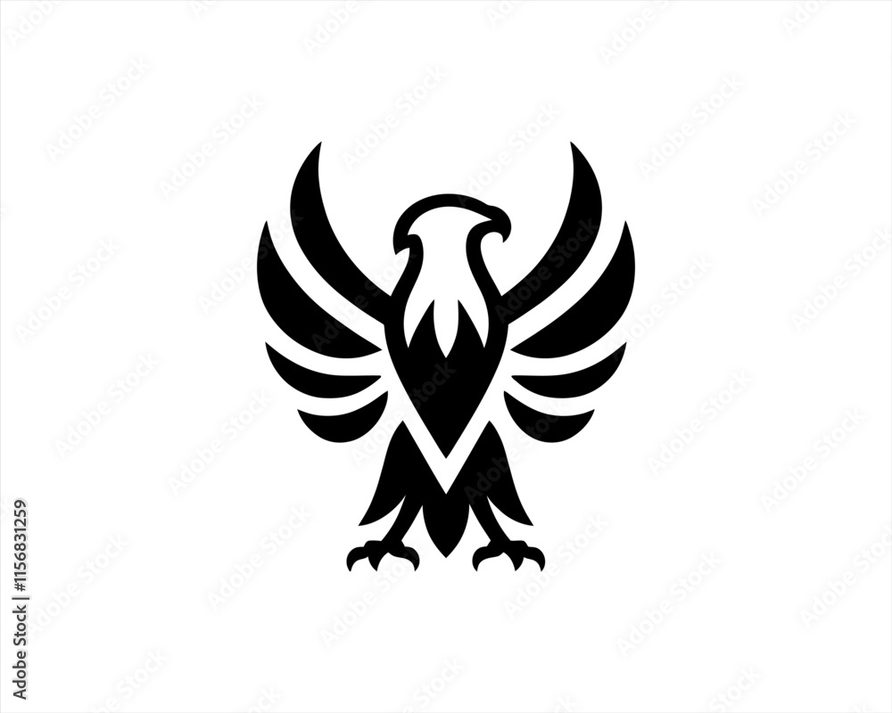 Obraz premium Eagle silhouette logo design icon vector template. Black Color Eagle icon illustration.
