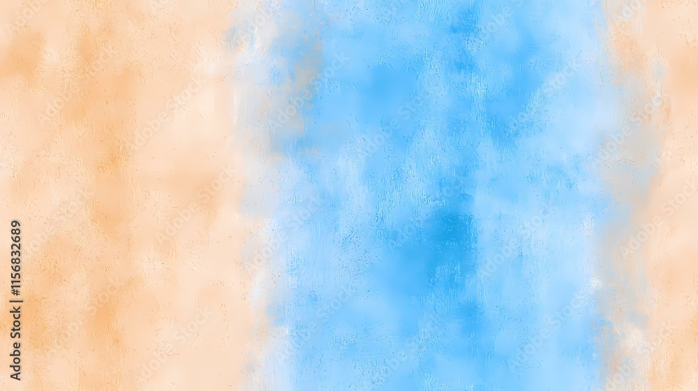 Fototapeta premium The image contains an abstract painting or digital artwork. It is split vertically, with a peach/light orange tone on the left and a light blue tone on the right. Both halves exhibit a textured, al